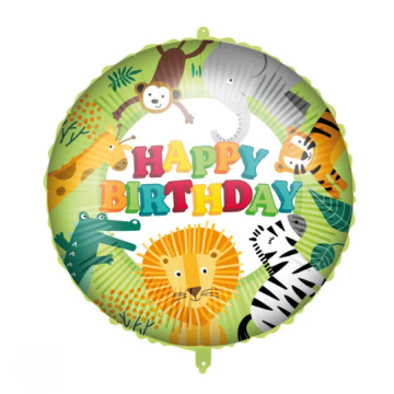 Foil Balloon Happy Birthday Jungle 46cm.