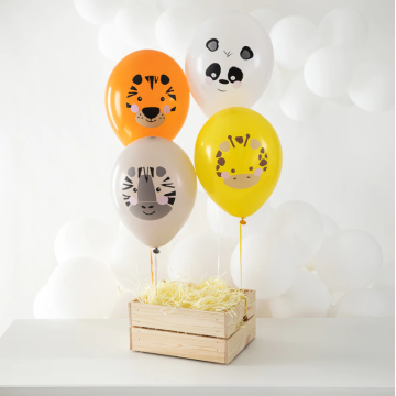 Wild Animals Balloons mix, 8pcs, 30cm.