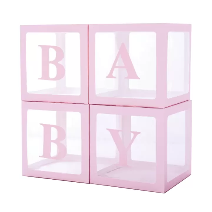 Ροζ Κουτια ''Baby'' για μπαλονια 4τμχ.
