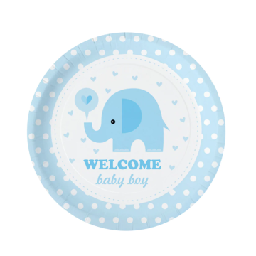 Paper Plates ''Welcome baby boy'' 18cm. 6pcs.  (plastic free)