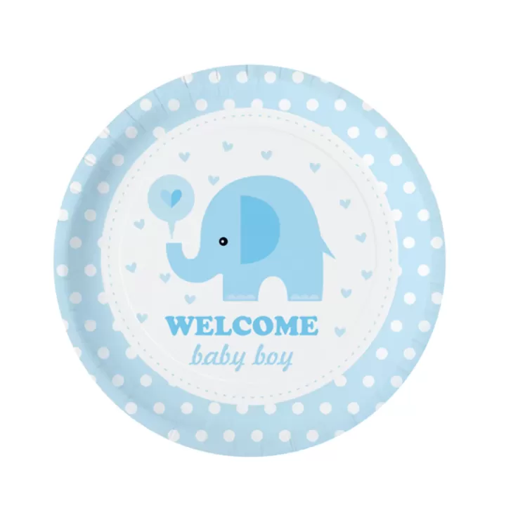 Paper Plates ''Welcome baby boy'' 18cm. 6pcs.  (plastic free)