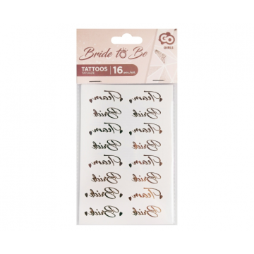 Team Bride tattoos 16pcs, rose gold.