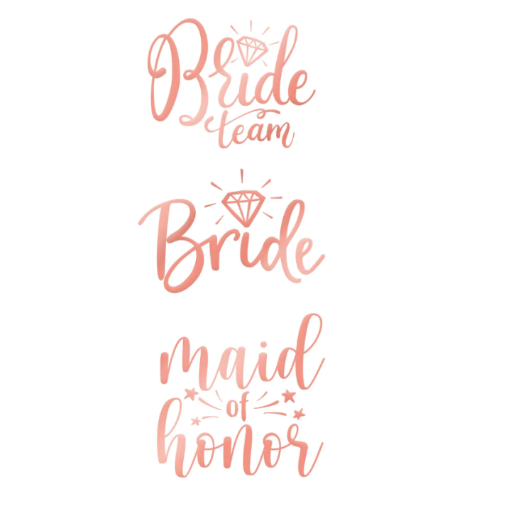 Bride to be tattoos 13pcs, rose gold.