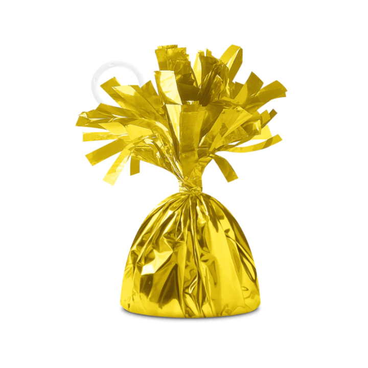Gold balloon weight.