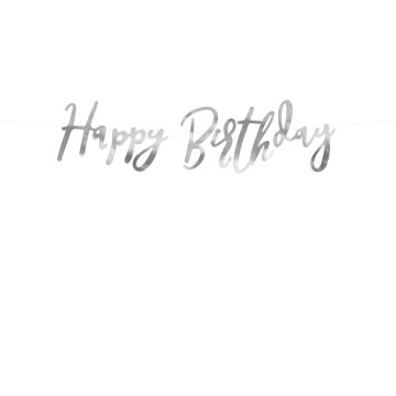 Silver birthday banner 16.5 x 62cm.