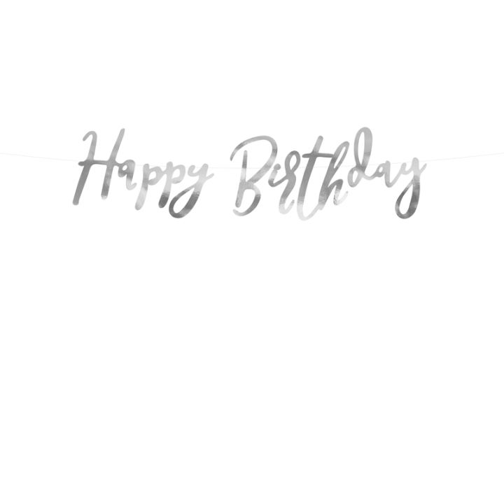 Silver birthday banner 16.5 x 62cm.