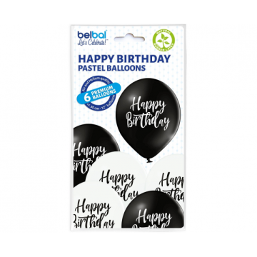 Balloons Happy Birthday 30cm / 6 pcs Balloons Happy Birthday 30cm / 6 pcs