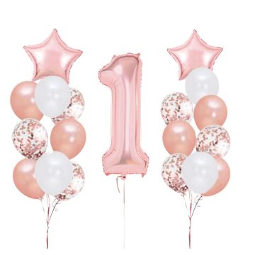 Balloon Set 1st Birthday Rose Gold 19pcs