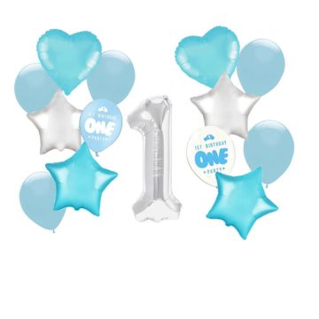 Balloon Set 1st Birthday Blue 14pcs