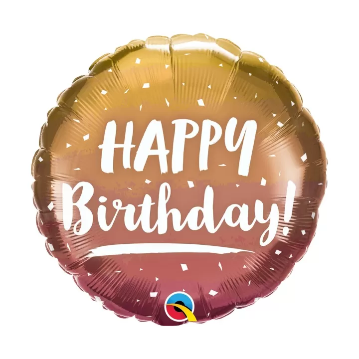 Μπαλονι Φοιλ ''Happy Birthday'' ροζ χρυσο ομπρε 46εκ.