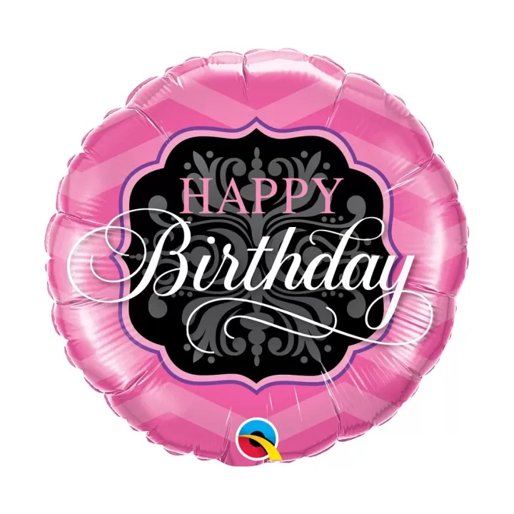 Μπαλονι Φοιλ ''Happy Birthday'' Ροζ και Μαυρο 46εκ.