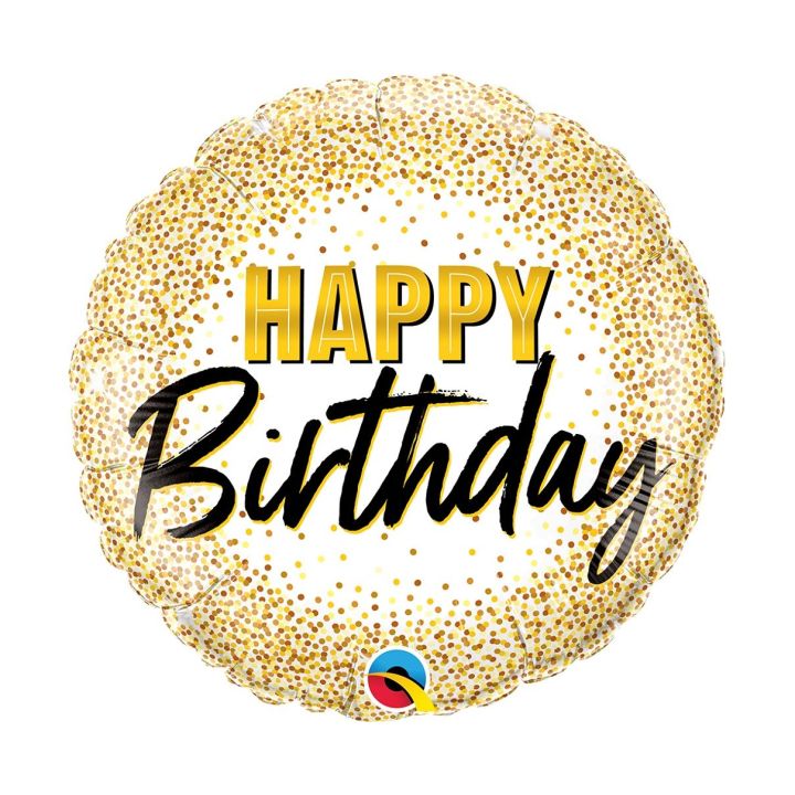 Foil balloon ''Happy Birthday'' with gold glitter 46cm