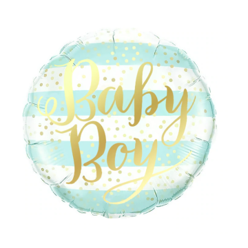 Foil Balloon Baby Boy Gold Dots 45cm.