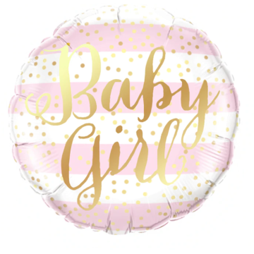 Foil Balloon Baby Girl Gold Dots 45cm