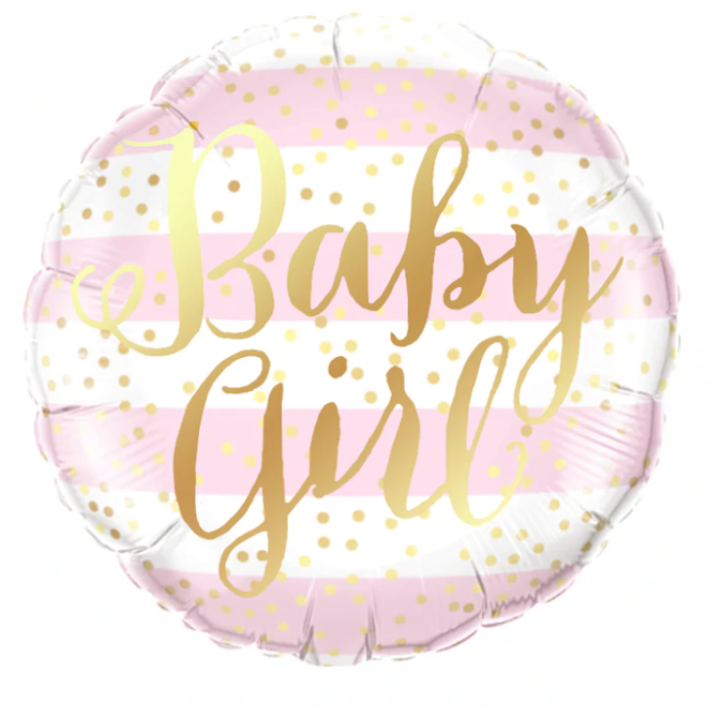 Foil Balloon Baby Girl Gold Dots 45cm