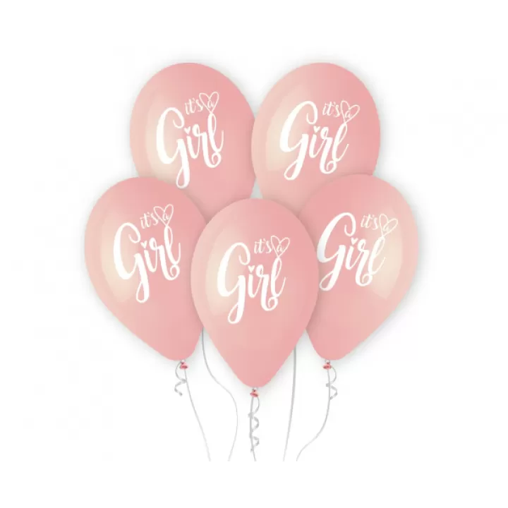Μπαλονια λατεξ ''Its a girl'' 5τμχ, 33εκ