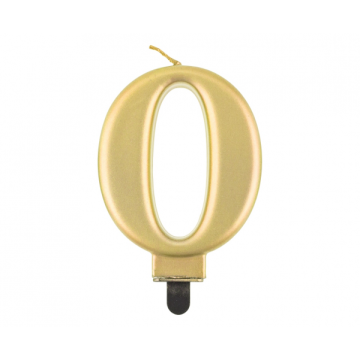 Birthday Candle Digit ''0''Metallic Gold. 8cm.