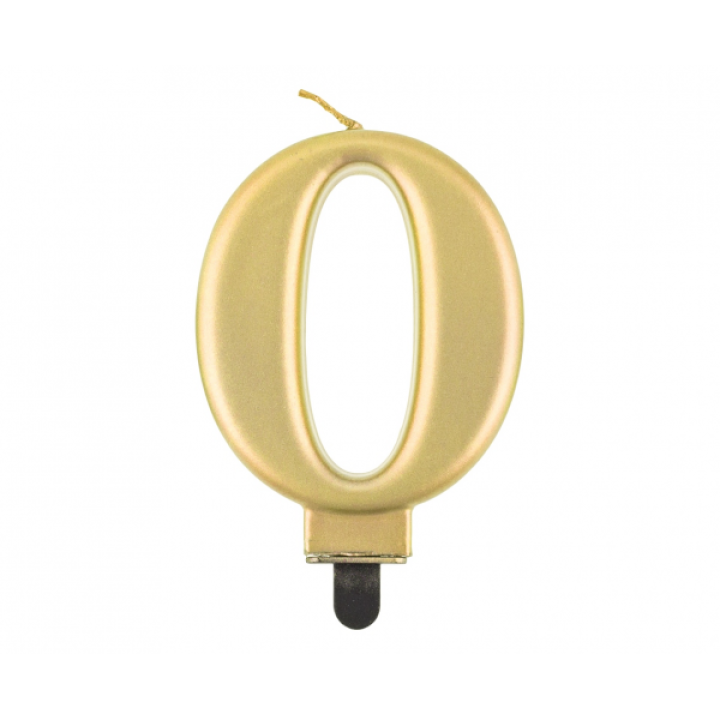 Birthday Candle Digit ''0''Metallic Gold. 8cm.