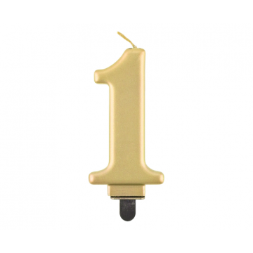 Birthday Candle Digit ''1''Metallic Gold. 8cm.