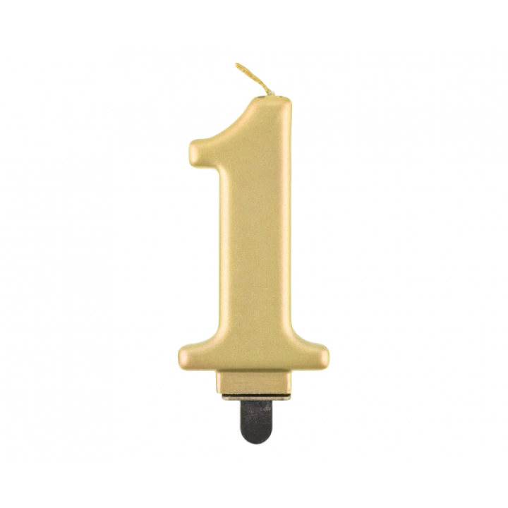 Birthday Candle Digit ''1''Metallic Gold. 8cm.