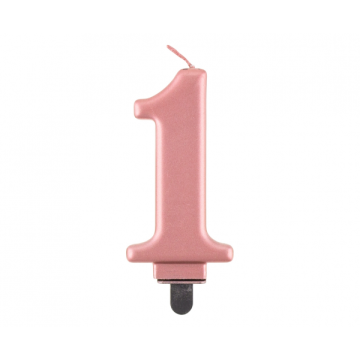 Birthday Candle Digit ''1''Rose Gold. 8cm. Birthday Candle Digit ''1''Rose Gold. 8cm.