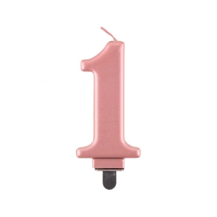 Birthday Candle Digit ''1''Rose Gold. 8cm.