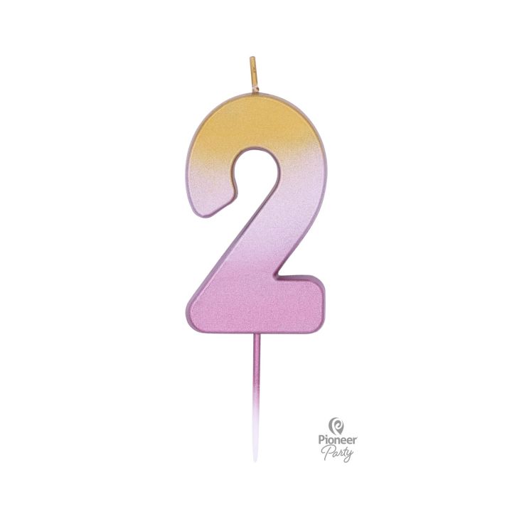 Ombre Rose Gold Candle Number ''2''.