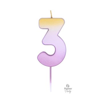 Ombre Rose Gold Candle Number ''3''.