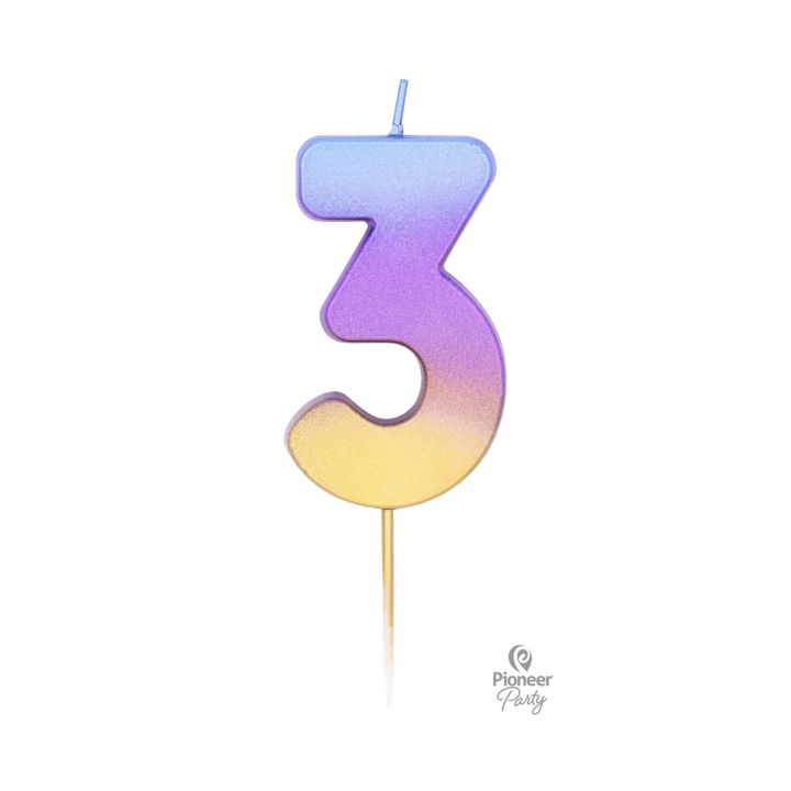 Ombre Rainbow Candle Number ''3''.