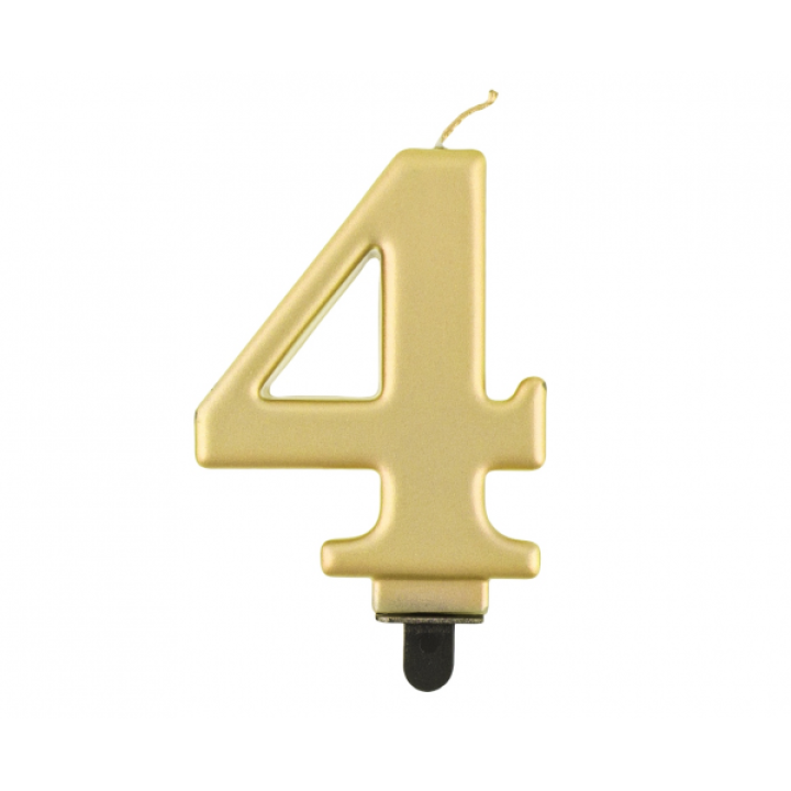 Birthday Candle Digit ''4''. Metallic Gold, 8cm.