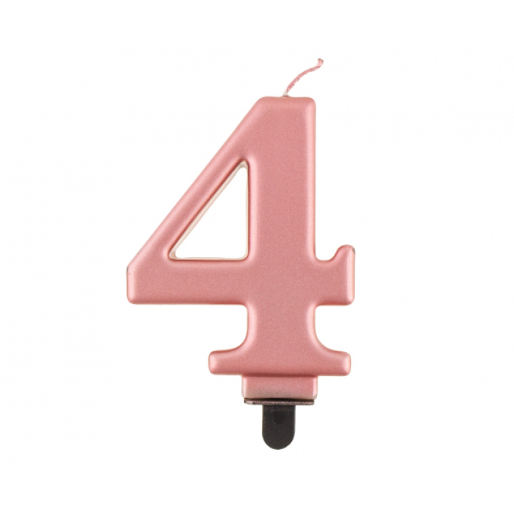 Birthday Candle Digit ''4''Rose Gold. 8cm.