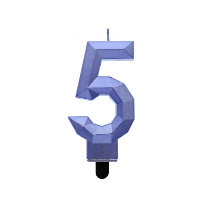 Blue Birthday Candle Number ''5''.