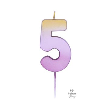 Ombre Rose Gold Candle Number ''5''.