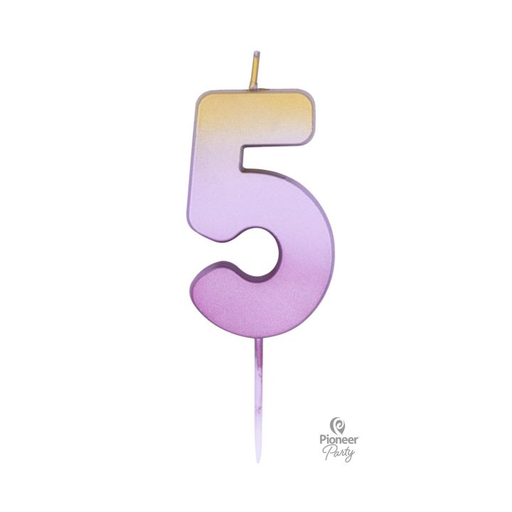 Ombre Rose Gold Candle Number ''5''.