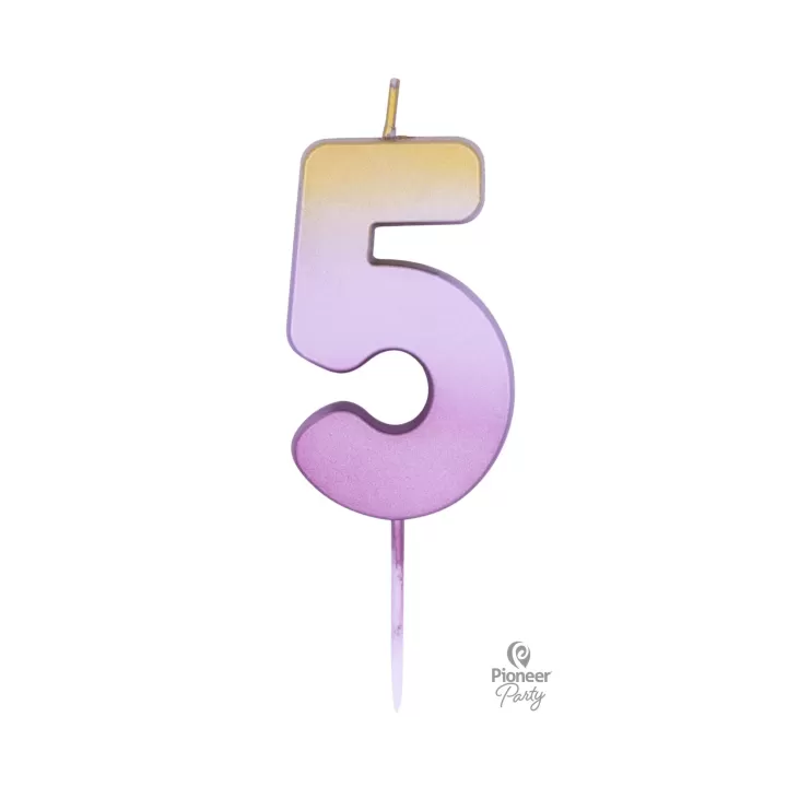 Ombre Rose Gold Candle Number ''5''.