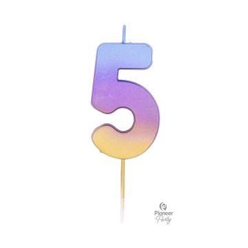 Ombre Rainbow Candle Number ''5''.
