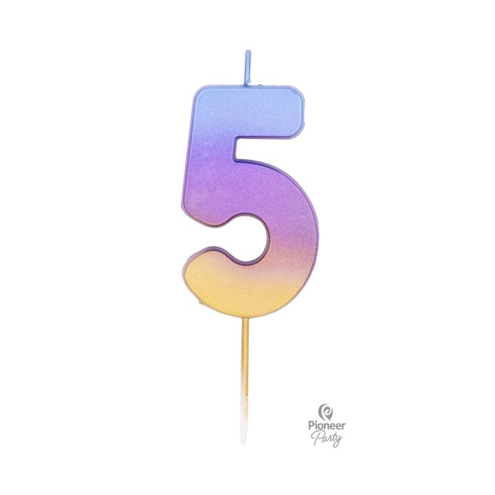 Ombre Rainbow Candle Number ''5''.