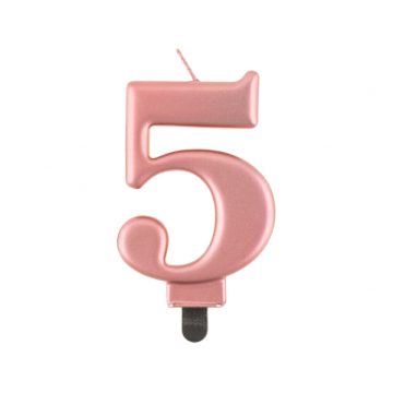 Birthday Candle Digit ''5''Rose Gold. 8cm.