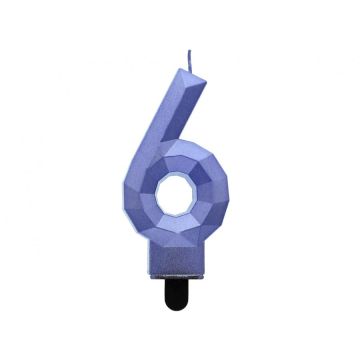 Blue Birthday Candle Number ''6''.