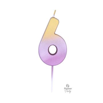 Ombre Rose Gold Candle Number ''6''.