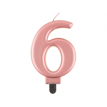 Birthday Candle Digit ''6''Rose Gold. 8cm.