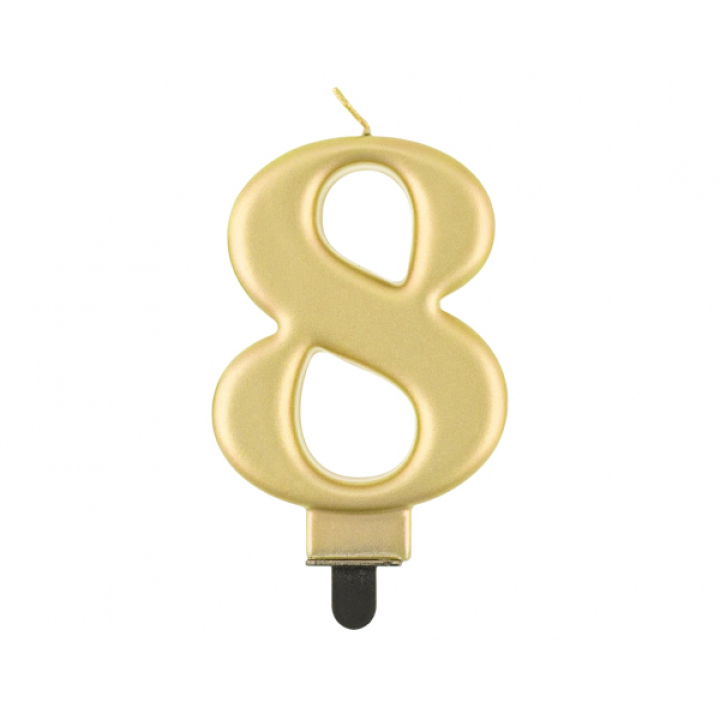 Birthday Candle Digit ''8''Metallic Gold. 8cm.