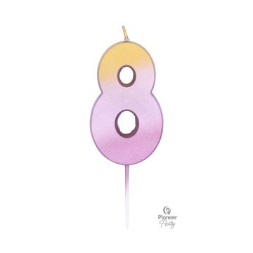 Ombre Rose Gold Candle Number ''8''.