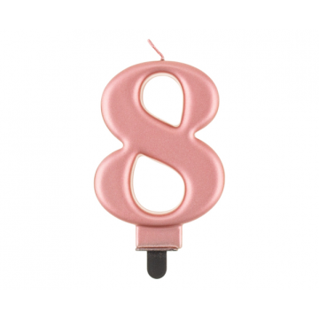 Birthday Candle Digit ''8''Rose Gold. 8cm.