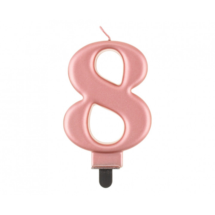 Birthday Candle Digit ''8''Rose Gold. 8cm.