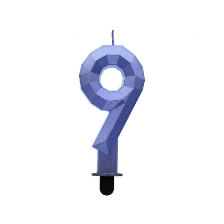 Blue Birthday Candle Number ''9''.