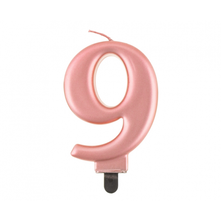 Birthday Candle Digit ''9''Rose Gold. 8cm.