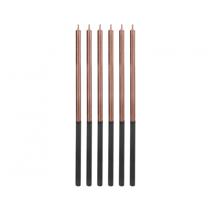  Birthday Candles Rose Gold Metallic, 15cm 6pcs.