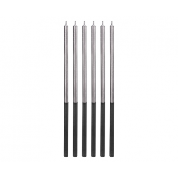  Birthday Candles Silver Metallic, 15cm 6pcs.