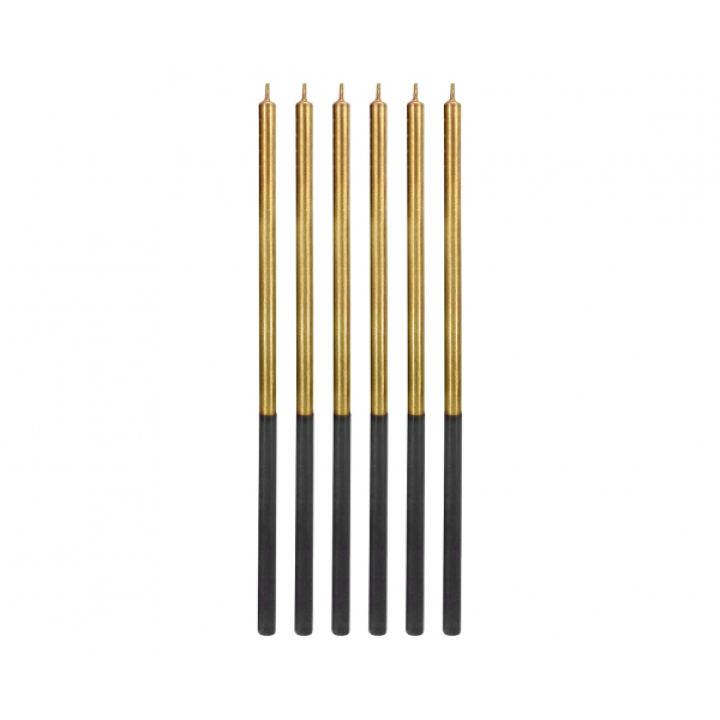  Birthday Candles Gold Metallic, 15cm 6pcs.